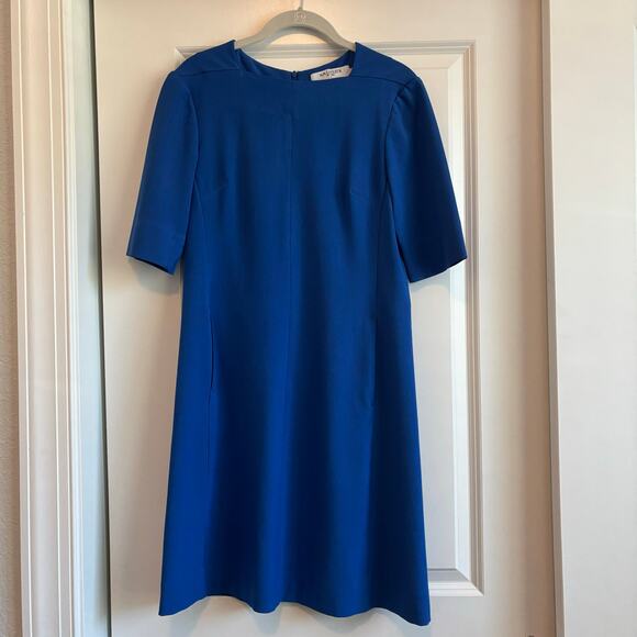 M.M. Lafleur The Emily Dress Sz 4 Recycled WonderTex Bright Indigo Career - Picture 2 of 12